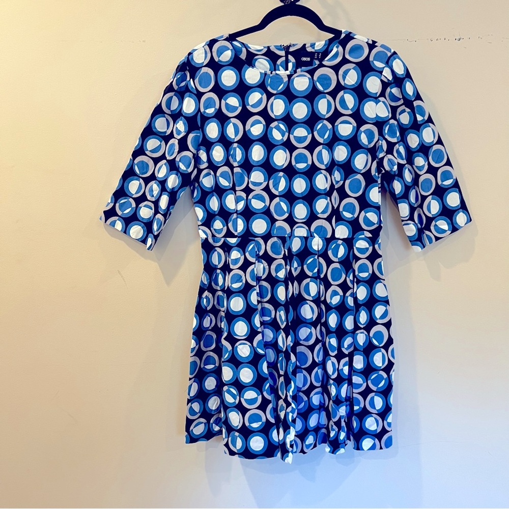 ASOS Geometric Graphic Print Skater Pleated Dress